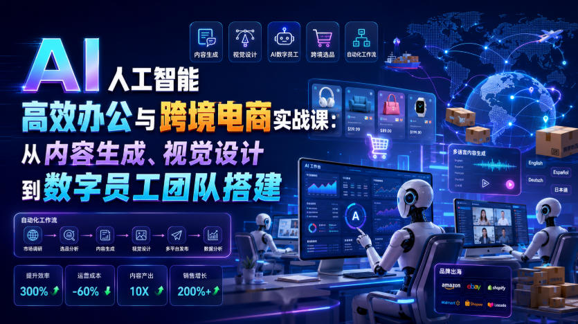 AI人工智能高效办公与跨境电商实战课：从内容生成、视觉设计到数字员工团队搭建-智云网