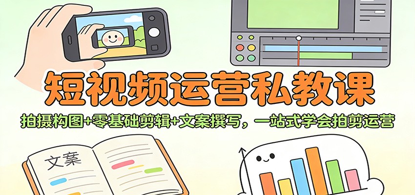 短视频运营私教课:拍摄构图+零基础剪辑 +文案撰写,一站式学会拍剪运营-智云网