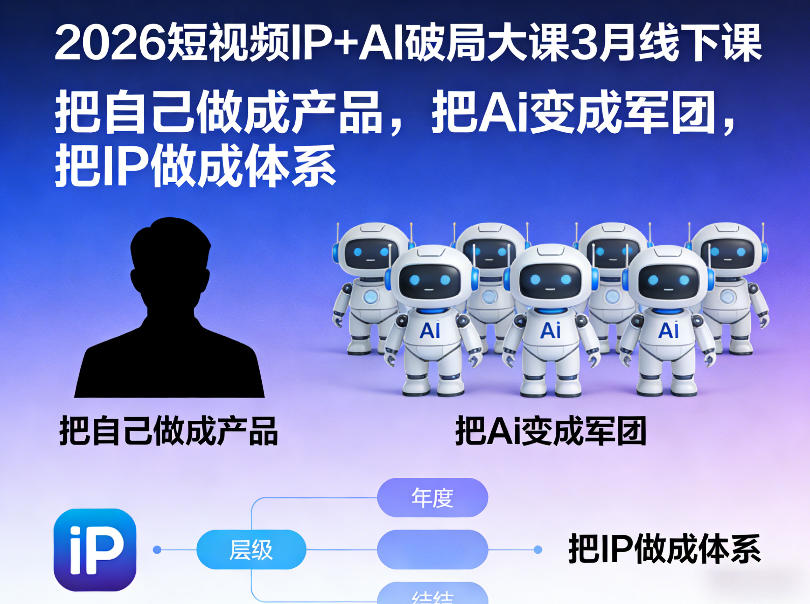 2026短视频IP+AI破局大课3月线下课,把自己做成产品,把Ai变成军团,把IP做成体系-智云网