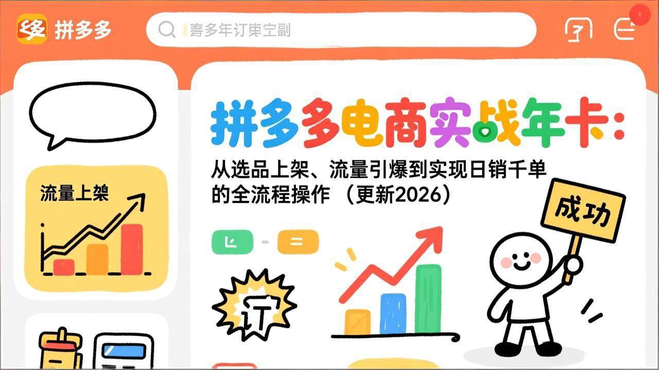 (17823期)拼多多电商实战年卡:从选品上架、流量引爆到实现日销千单的全流程操作(更新2026年3月)-智云网
