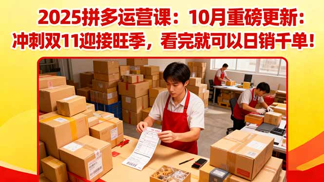2025拼多多运营课:10月重磅更新:冲刺双11迎接旺季,看完就可以日销千单-智云网