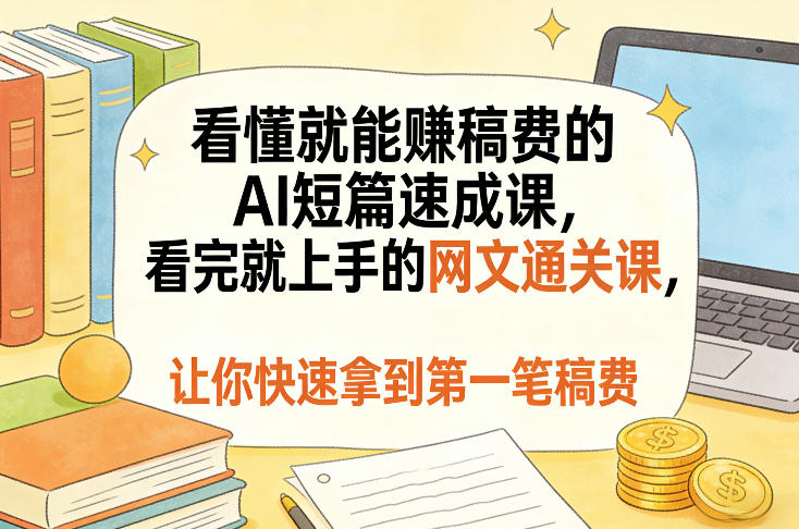 看懂就能賺稿费的AI短篇速成课,看完就上手的网文通关课,让你快速拿到第一笔稿费-智云网