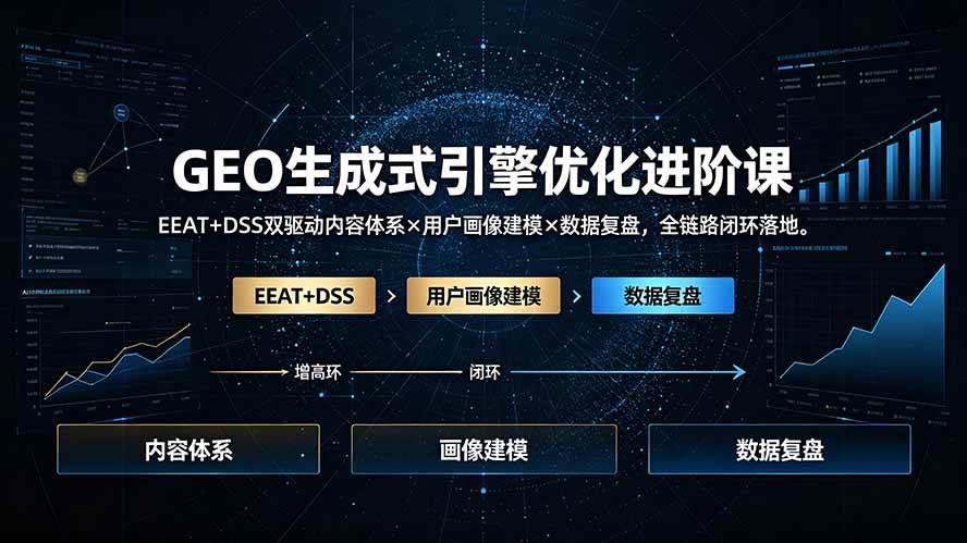 (19269期)GEO生成式引擎优化进阶课:EEAT+DSS双驱动内容体系×用户画像建模×数据复盘,全链路闭环落地-智云网