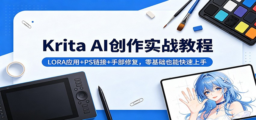 Krita AI创作实战教程:LORA应用+PS链接+手部修复,零基础也能快速上手-智云网
