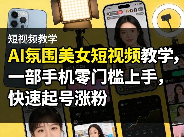 AI氛围美女短视频教学,一部手机零门槛上手,快速起号涨粉-智云网