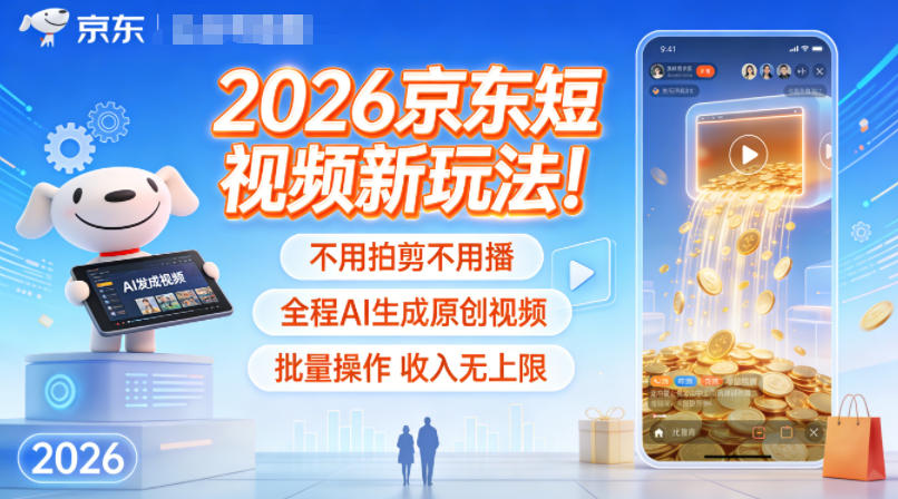 2026京东短视频新玩法!不用拍剪不用播,全程AI生成原创视频,批量操作收入无上限-智云网