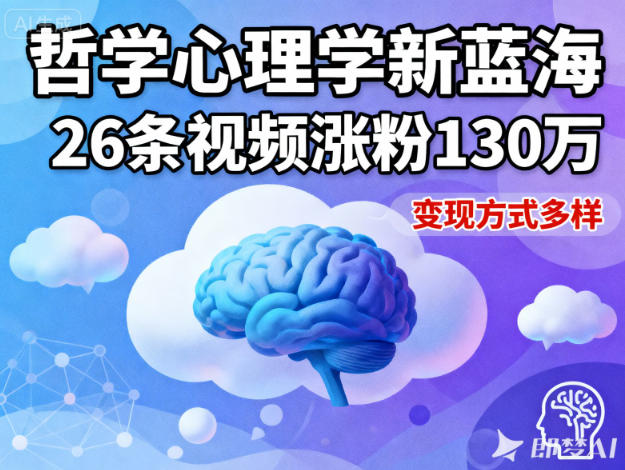短视频新蓝海，哲学心理学赛道，26条视频涨粉130W，变现方式多样-智云网