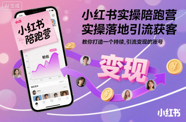 小红书实操陪跑营,实操落地引流获客,教你打造一个持续引流变现的账号-智云网