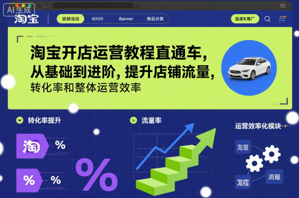 淘宝开店运营教程直通车,从基础到进阶,提升店铺流量,转化率和整体运营效率(更新26年4月20日) 淘宝开店运营教程直通车,从基础到进阶,提升店铺流量,转化率和整体运营效率(更新26年4月20日)