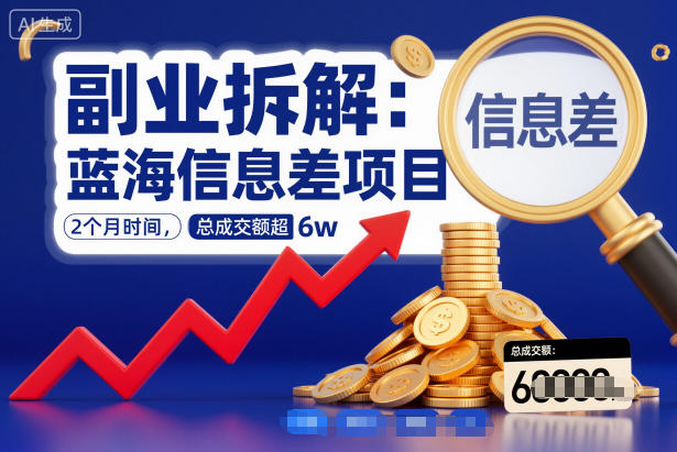 副业拆解：蓝海信息差项目，2个月时间，总成交额超6w-智云网
