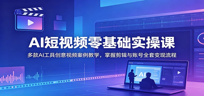 AI短视频零基础实操课：多款AI工具创意视频案例教学，掌握剪辑与账号全套变现流程-智云网