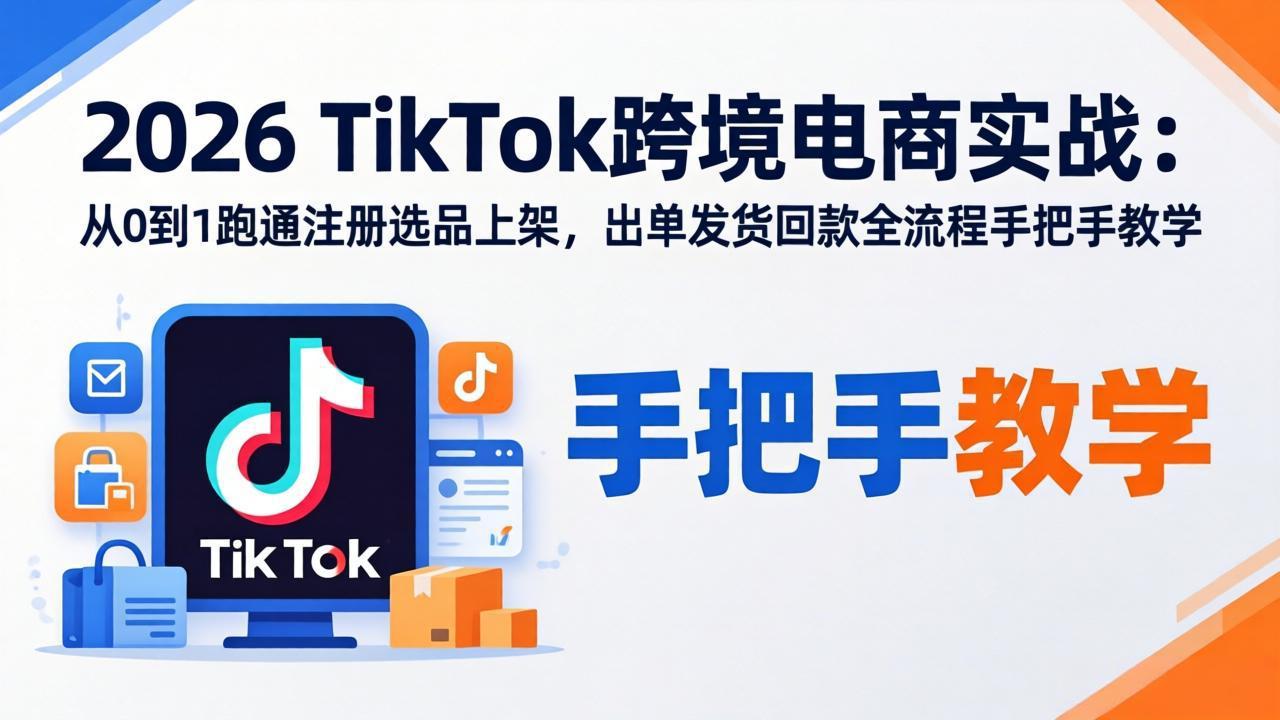 2026TikTok跨境电商实战:从0到1跑通注册选品上架,出单发货回款全流程手把手教学-智云网