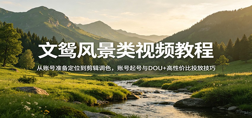 风景视频创作教程:从账号准备定位到剪辑调色,账号起号与DOU+高性价比投放技巧-智云网