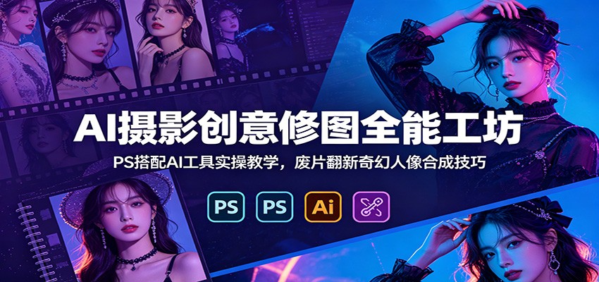 AI摄影创意修图全能工坊：PS搭配AI工具实操教学，废片翻新奇幻人像合成技巧-智云网