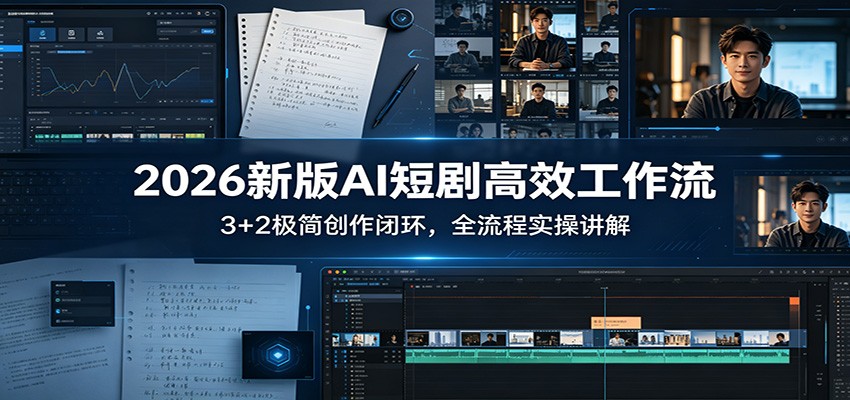 2026新版AI短剧高效工作流：3+2极简创作闭环，全流程实操讲解-智云网