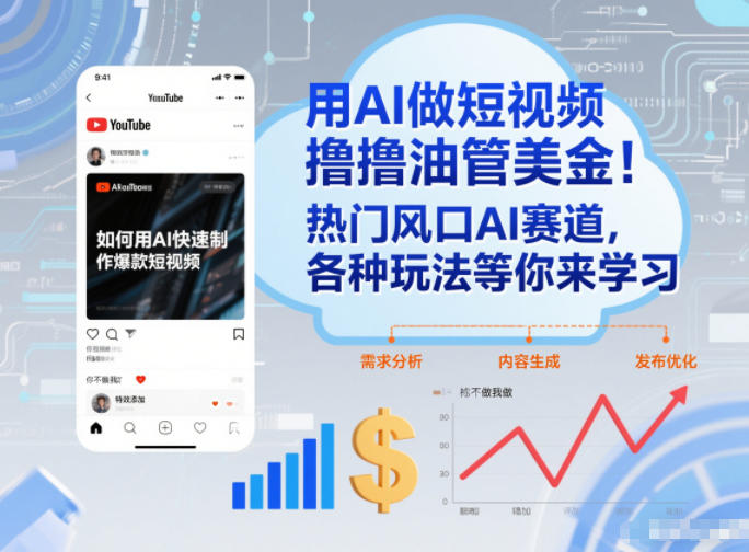 用AI做短视频撸油管美金，热门风口AI赛道，你不做我做，各种玩法等你来学习-智云网