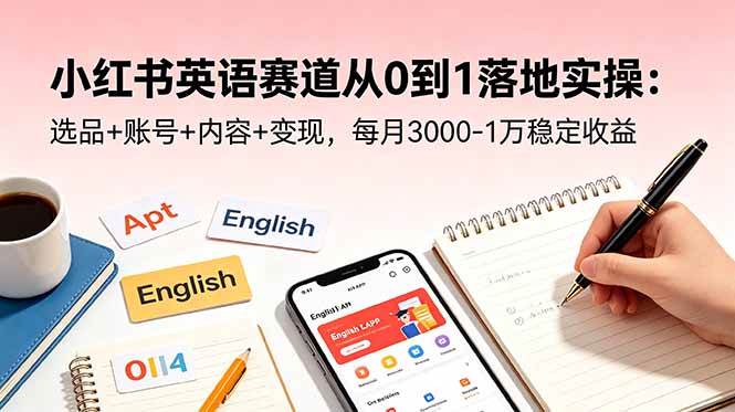 （18771期）小红书英语赛道从0到1落地实操：选品+账号+内容+变现，每月3000-1万稳定收益-智云网