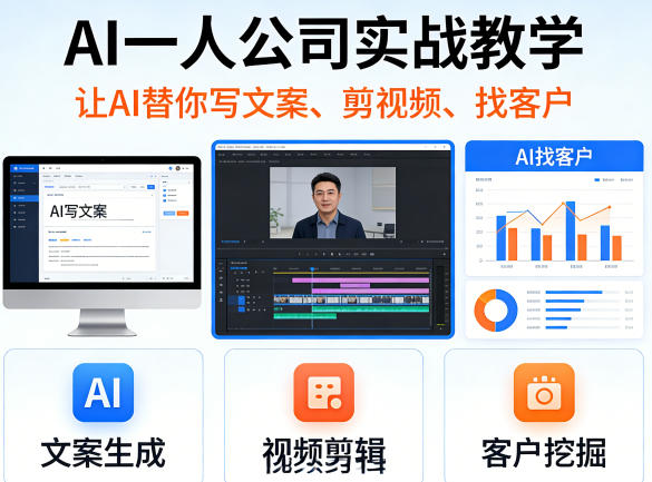 AI一人公司实战教学，让AI替你写文案、剪视频、找客户-智云网