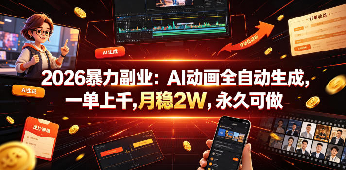 2026暴力副业:AI动画全自动生成,一单上千,月稳2W,永久可做【揭秘】-智云网