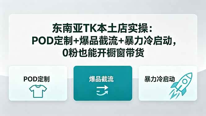 （18381期）东南亚TK本土店实操：POD定制+爆品截流+暴力冷启动，0粉也能开橱窗带货-智云网