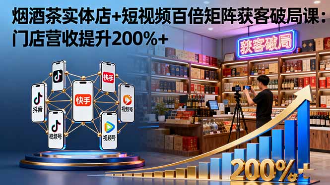烟酒茶实体店+短视频百倍矩阵获客破局课:门店营收提升200%+-智云网