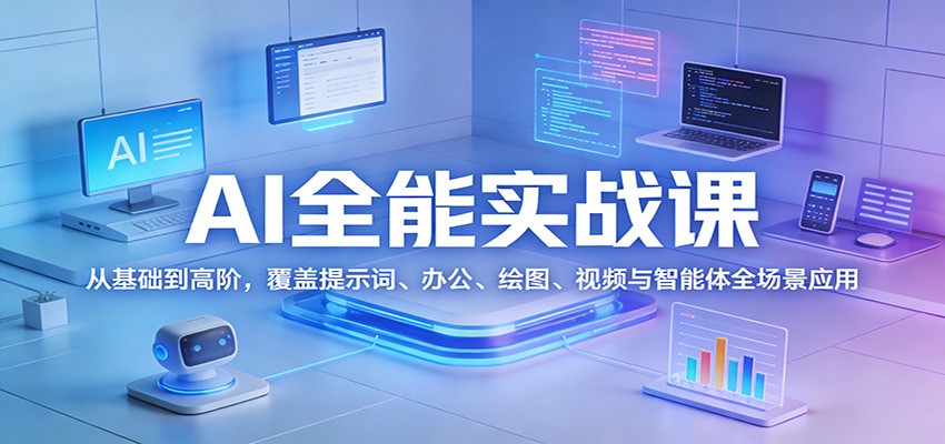 AI全能实战课：从基础到高阶，覆盖提示词、办公、绘图、视频与智能体全场景应用-智云网