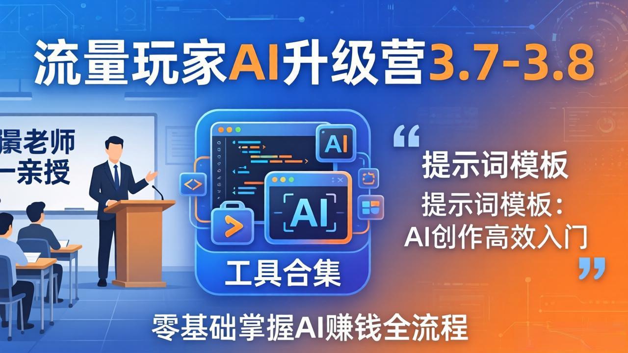 流量玩家AI升级营3.7-3.8全套资料:多老师亲授+工具合集+提示词模板,零基础掌握AI赚钱全流程-智云网