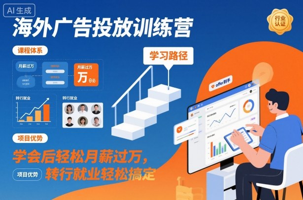 海外广告投放训练营，学会后轻松月薪过万，转行就业轻松搞定-智云网