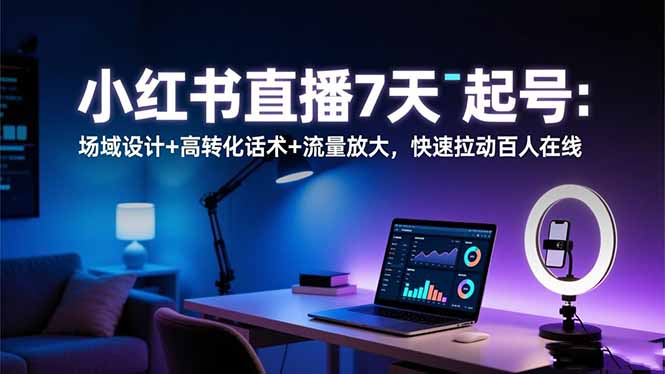 小红书直播7天起号:场域设计+高转化话术+流量放大,快速拉动百人在线-智云网