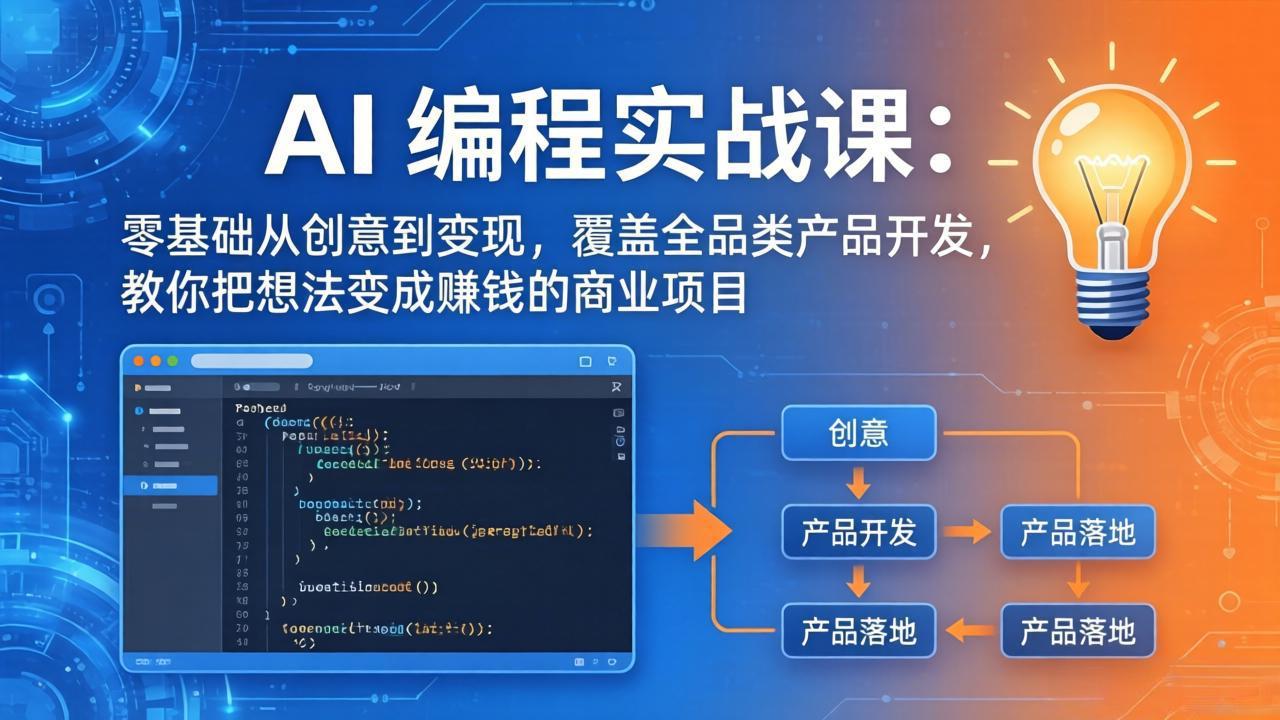 AI编程实战课-第三期-5月19更新:零基础从创意到变现,覆盖全品类产品开发,把想法变成赚钱项目-智云网
