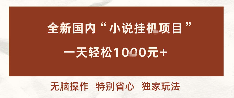 全新国内小说挂G项目,多窗口无脑跑,一天轻松1k+,特别省心【揭秘】-智云网