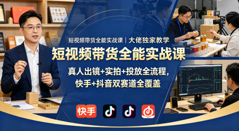 短视频带货全能实战课|大佬独家教学,真人出镜+实拍+投放全流程,快手+抖音双赛道全覆盖-智云网
