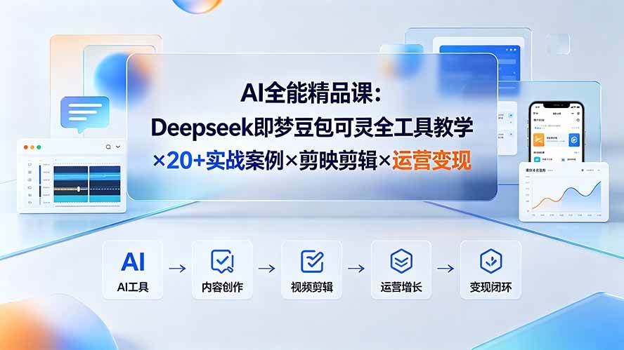 (19278期)AI全能精品课:Deepseek即梦豆包可灵全工具教学×20+实战案例×剪映剪辑×运营变现-智云网