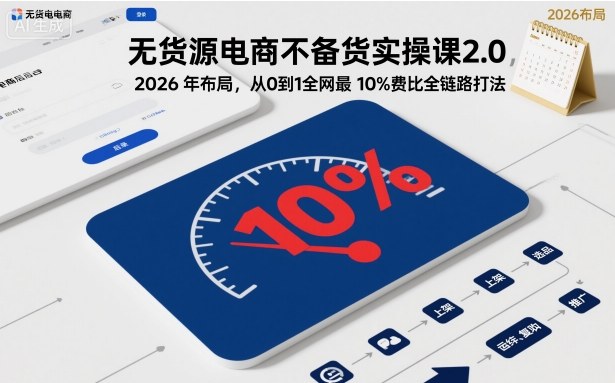无货源电商不备货实操课2.0，2026年布局，从0到1全网最低10%费比全链路打法【更新26年5月】-智云网