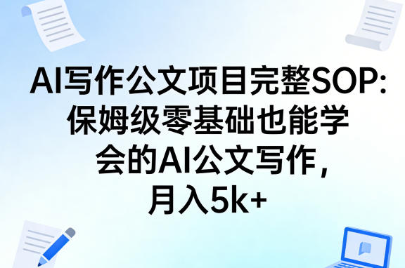AI写作公文项目完整SOP，保姆级零基础也能学会的AI公文写作，月入5k+-智云网