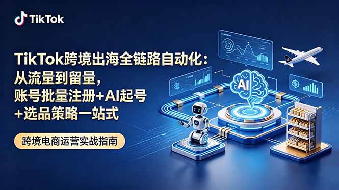 （18907期）TikTok跨境出海全链路自动化：从流量到留量，账号批量注册+AI起号+选品策略一站式-智云网