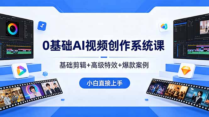 0基础AI视频创作系统课，基础剪辑+高级特效+爆款案例，小白直接上手-智云网