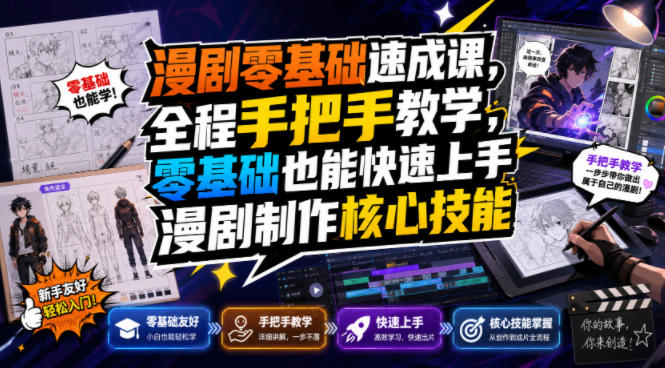 漫剧零基础速成课,全程手把手教学,零基础也能快速上手漫剧制作核心技能-智云网