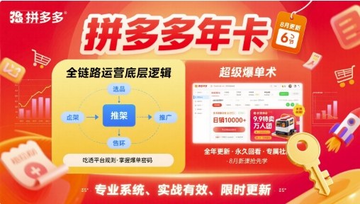 拼多多年卡,拼多多全链路运营底层逻辑,超级爆单术【更新26年6月】-智云网