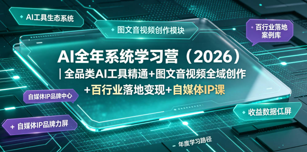 AI全年系统学习营(2026)|全品类AI工具精通+图文音视频全域创作+百行业落地变现+自媒体IP打造年度进阶大课-智云网