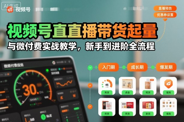 视频号直播带货起量与微付费实战教学，新手到进阶全流程（更新）-智云网